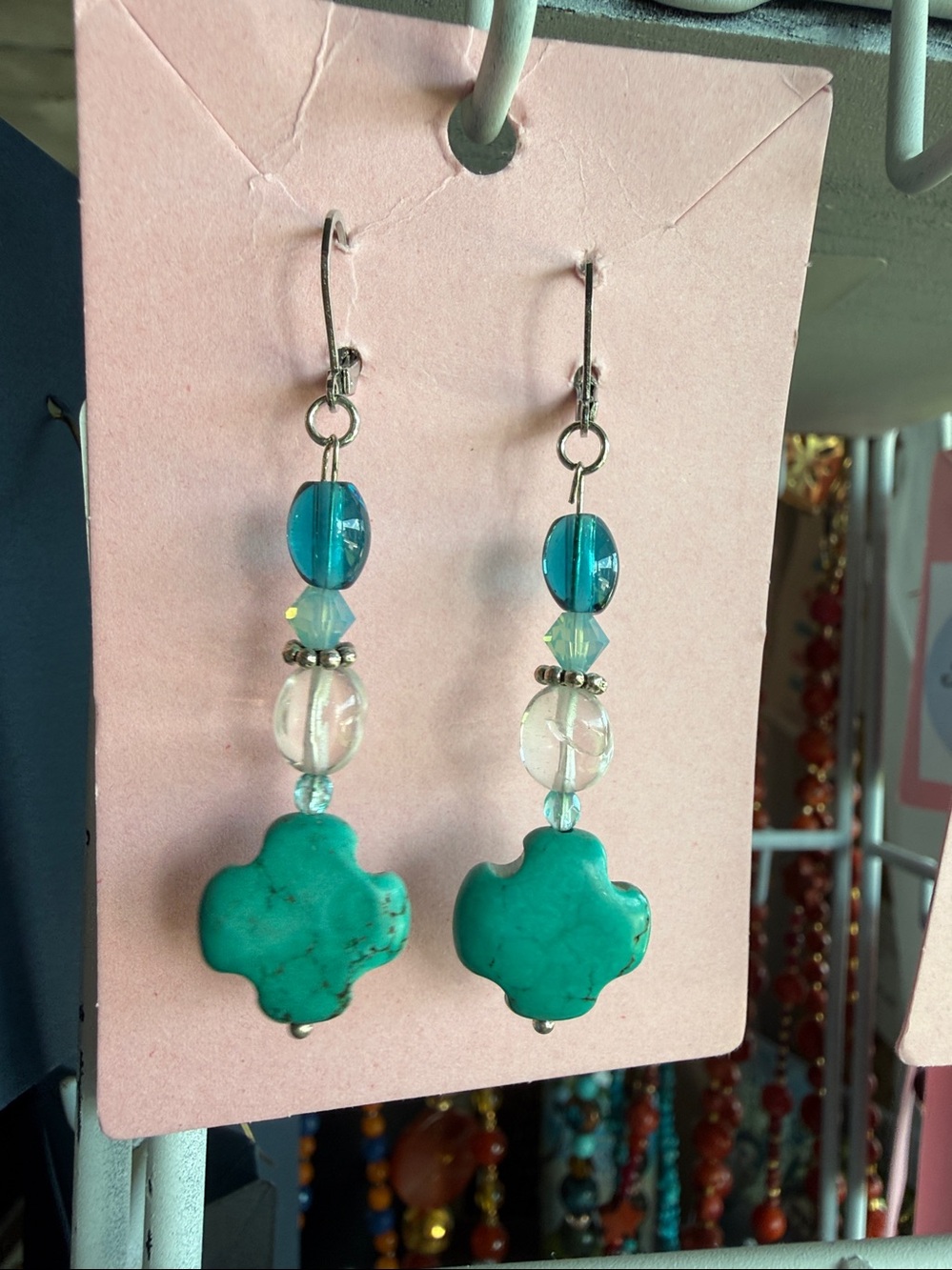 Turquoise CROSS DANGLY Earrings BOGO